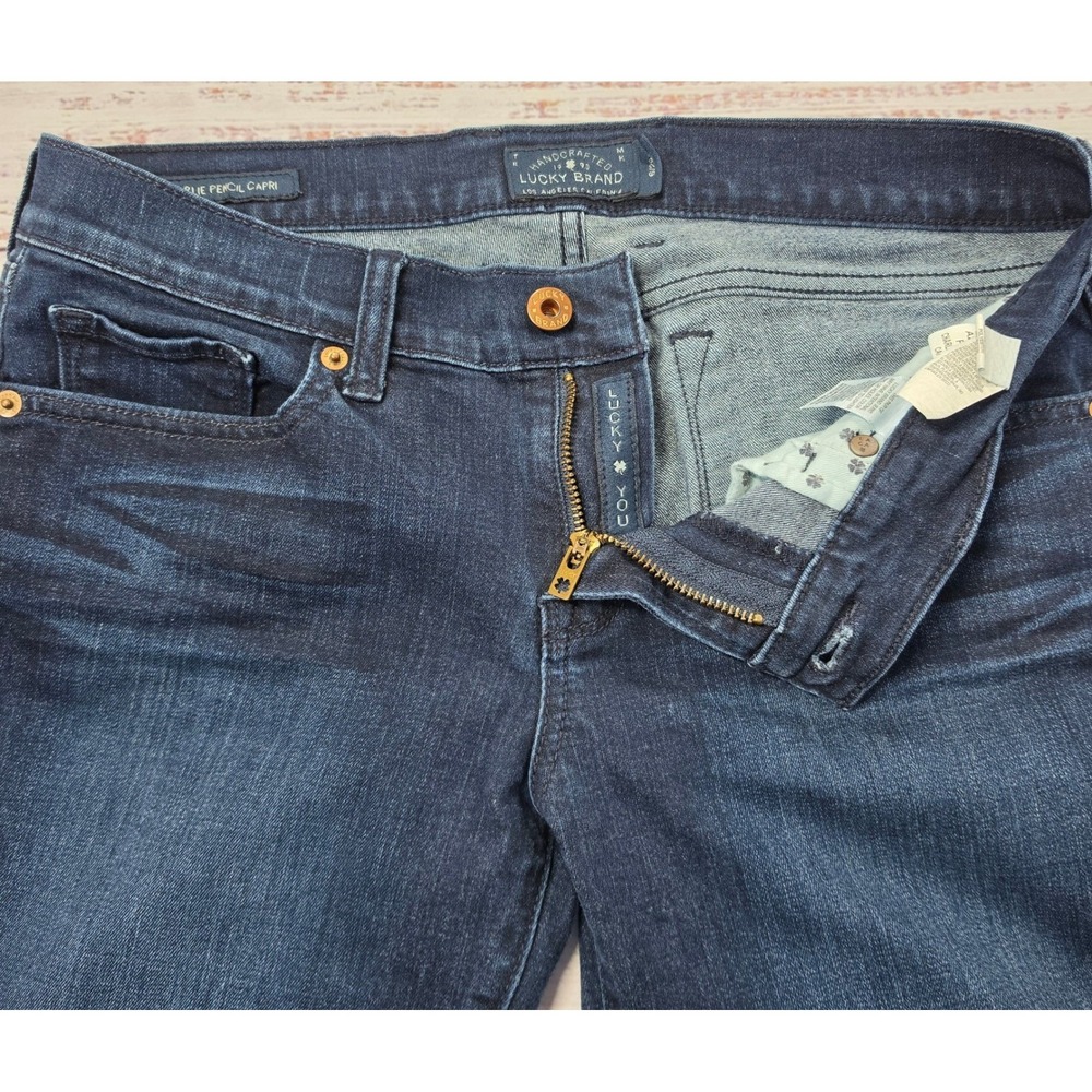 Lucky Brand Capri Jeans Womens 6/28 Blue Excellent Dark Wash Straight Cropped